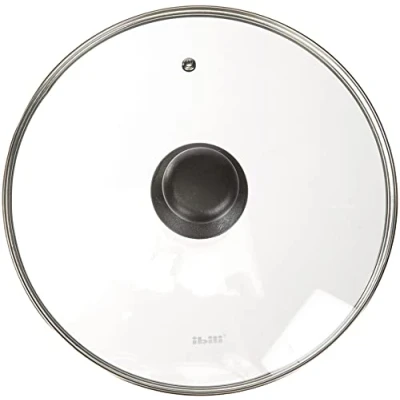 Image of Ibili 970726 Stainless Steel Vented Silver &amp; Black Glass Saucepan Cover Lid 26cm