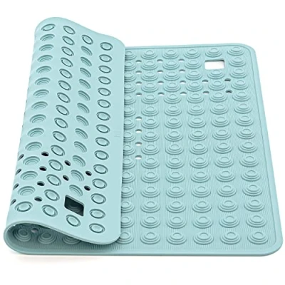 Image of Tatkraft Detail Heavy Duty Shower Mat Non Slip for Inside 60x60cm (23.6x23.6&#039;&#039;) Anti Mould Safety Kids &amp; Elderly Natural Rubber Bathtub Machine Washable Blue