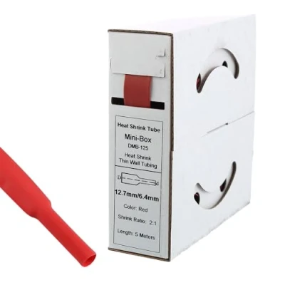 Image of Offgridtec® 5 m Heat Shrink Tubing 12.7 mm &gt; 6.4 Red Dispenser Box Workshop Car