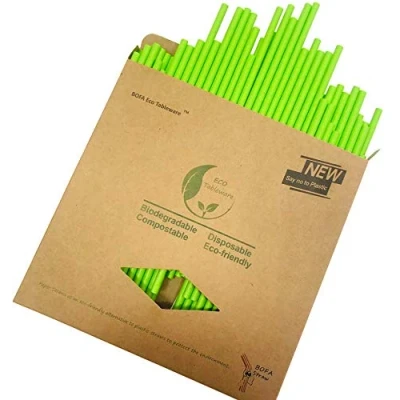 Image of YiYi Nature Daily Pure Green Color Paper Straws Eco Drinking Straw Spring Solid Colour,YY 362,6*197mm