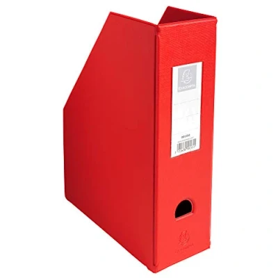 Image of Exacompta Ref 90165E PVC Magazine File Suitable for Storing A4 Documents,100mm Spine, Construction from 2mm Rigid PVC, Finger Hole &amp; Label on Spine Red