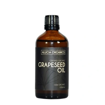 Image of Alucia Organics Certified Organic Grapeseed Oil Pure, Natural, Cold Pressed, Organic, Vegan, Cruelty Free, for Skin, Face, Body, Hair, Massage (100ml)