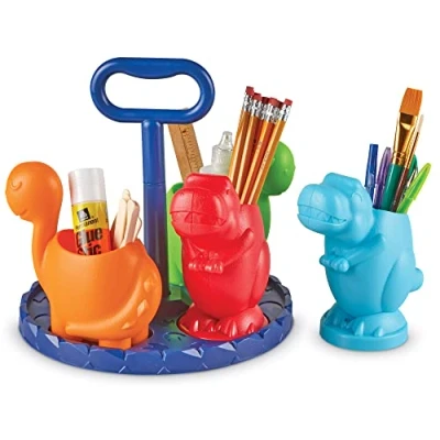 Image of Learning Resources Create a Space Kiddy Centre Dinos, Kids Art Supply Storage, Caddy Playroom Organisation, Classroom School Supplies Organiser, 5 Piece, Age 3+
