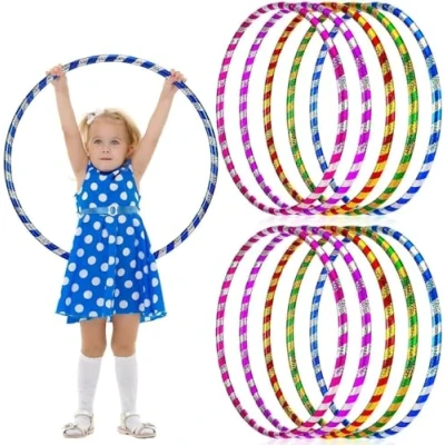 Image of FlickBuyz Hula Hoop Multicolor Fitness Hoops Plain and Glitter 55cm, 65cm, 75 cm Plastic Hoops, Dance Exercise Hoola (16, (65cm))