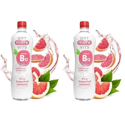 Image of Get More Vits B12 Vitamins Still Pink Grapefruit Flavoured Spring Water (12 x 500ml), Supports Energy Release, Tackle Tiredness &amp; Fatigue, Natural Flavours, Sugar Free, Low Calorie, Vegan