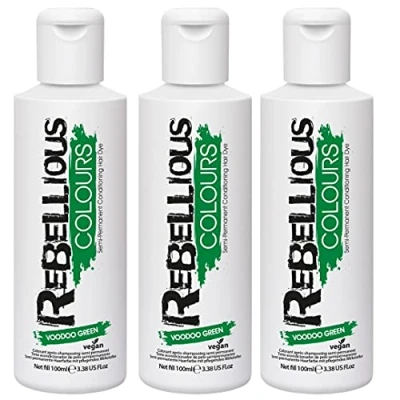 Image of Rebellious colour Semi Permanent hair Dye Conditioning vegan cruelty free direct application 300ml (Voodoo Green)