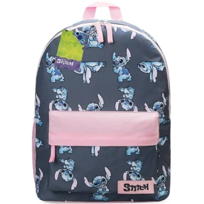 Image of Disney Backpack for Girls, Stitch School Bags Girls (Navy/Pink)