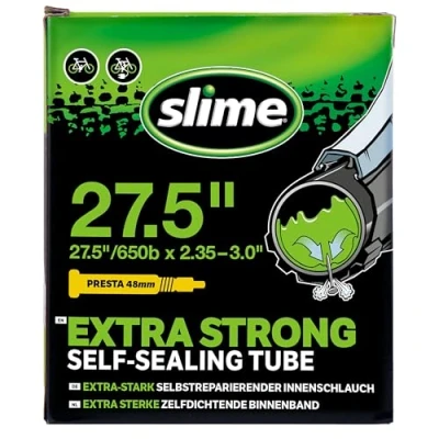 Image of Slime 30099 Bike Inner Tube with Puncture Sealant, Self Sealing, Prevent and Repair, Presta Valve 27.5 x 1.5 2.3, Black