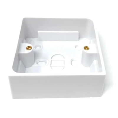 Image of 1 Gang Surface Mount Pattress Back Box 32mm Depth, 85mm x 85mm, White Ideal for Electrical Socket &amp; Switch Installations (1)