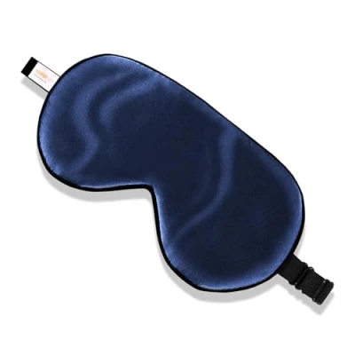 Image of ZIMASILK 100% Natural Silk Eye Mask Blindfold, Adjustable Strap Super Smooth Soft Sleep for Sleeping with Bag(Navy Blue)