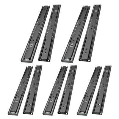 Image of AOLISHENG 5 Pair Soft Close Drawer Runners Slides 300mm Heavy Duty 45kg Load Capacity Draw Sliders Full Extension Ball Bearing Kitchen Cabinet Replacement Black Side Mount