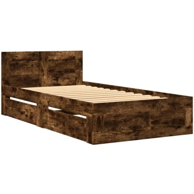 Image of vidaXL Bed Frame with Headboard without Mattress Smoked Oak 90x200 cm