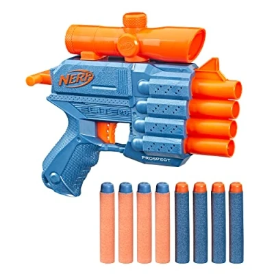 Image of Nerf Elite 2.0 Prospect QS 4 Blaster, 8 Official Darts, Dart Blasting, Non Removable Targeting Scope, Multicolor