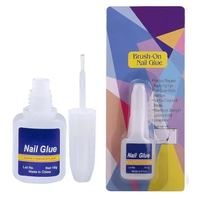 Image of 10ml Extra Strong Brush On Nail Glue Quick Dry False With Applicator For Nails Tips Damaged Art Decoration Rhinestones Arts Crafts Professional Salon &amp; Home Use