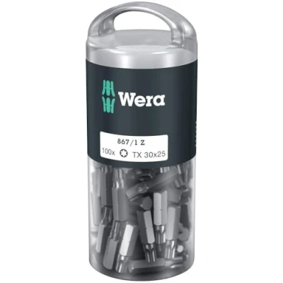 Image of Wera 05072451001 TX30 x 25 mm 867/1 DIY Bit for Socket Screws Silver (100 Piece)