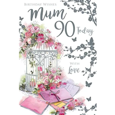 Image of For A Special Mum 90 90th Today Flowers Happy Birthday Card Lovely Verse