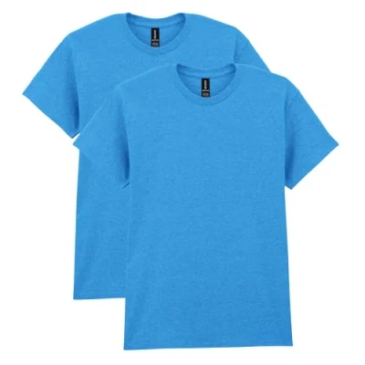 Image of Gildan Heavy Cotton T Shirt, Style G5000, Multipack, Heather Sapphire (2 Pack), 3XL (Pack of 2)