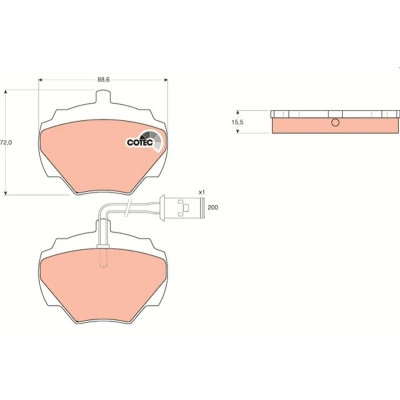 Image of LR032954, RTC4519, RTC5762, RTC6591, SFP000150 Brake pad set TRW COTEC GDB976 incl. wear warning contact LAND ROVER: Defender Pickup
