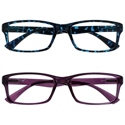 Image of The Reading Glasses Company Blue Tortoiseshell &amp; Purple Readers Value 2 Pack Mens Womens UVR2092BL_P +3.50