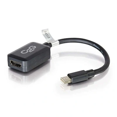 Image of C2G 20CM Mini DisplayPort/Thunderbolt Male to HDMI Female 1080P Adapter Black, Full HD DP Compatible with Apple MacBook, Mac Mini, Pro, Microsoft Surface Dell XPS and More