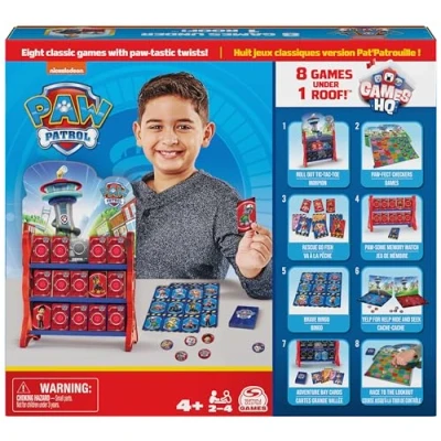 Image of PAW Patrol, Games HQ Board for Kids Checkers Tic Tac Toe Memory Match Bingo Go Fish Card Patrol Toys, Aged 4 and up