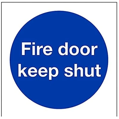 Image of V Safety Fire Door Keep Shut Mandatory Sign 80mm x Self Adhesive Vinyl