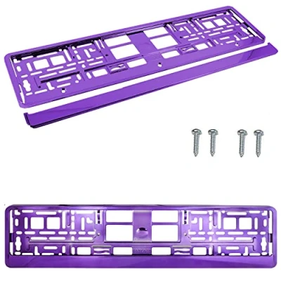 Image of PAIR (2PCS) PURPLE Car Registration License Number Plate Surround Holder Frame