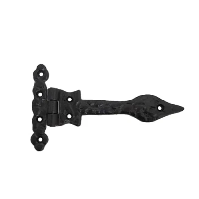 Image of Black Cast Iron Spear Hinges Leaf Design Pair Of New (6