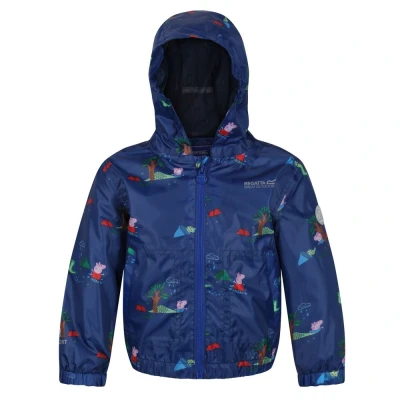 Image of Regatta Childrens Unisex Childrens/Kids Muddy Puddle Peppa Pig Hooded Waterproof Jacket (Royal Blue) Size 6 7Y