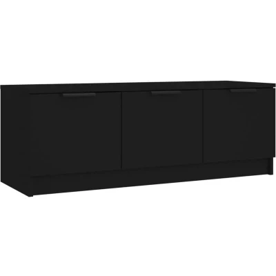 Image of vidaXL TV Cabinet in Black Engineered Wood, With Ample Storage Space, Flexible Door Design, Suitable for Living Room &amp; Bedroom