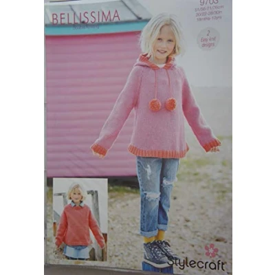 Image of Stylecraft Bellissima Double Knitting Pattern 9703 Sweaters 2 Easy Knit Designs