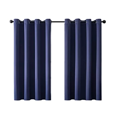 Image of MRTREES Blackout Curtains Bedroom 66 Drop 2 Panels Royal Navy Blue Eyelet Thermal Curtain for Living Room Soft Texture Window Treatments Kids 46x66 Inch 117x167 CM