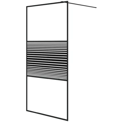 Image of vidaXL Walk in Shower Wall Black 100x195 cm Clear ESG Glass