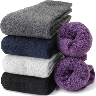 Image of EBMORE Womens Merino Wool Thermal Socks Warm Winter Thick Walking Cosy Boot Crew Comfy Gift Work Hiking for Ladies 5 Pairs(Mix Color B)