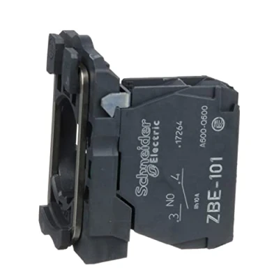Image of Schneider Electric, Harmony, ZB5AZ101, Single contact block with body/fixing collar, plastic, screw clamp terminal,1 NO