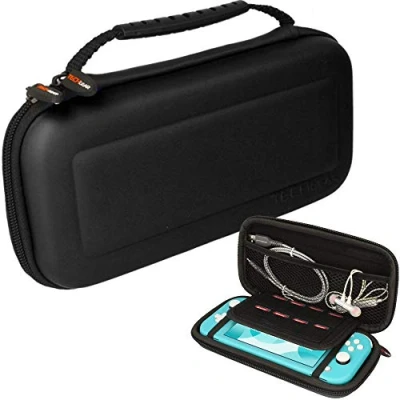 Image of TECHGEAR Switch Lite Case, Hard Protective Carry Travel &amp; Storage Case Cover Designed for Nintendo Lite, 8 Game Card Slots + Accessories Black