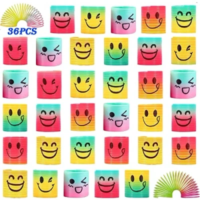 Image of Xndryan Mini Slinky for Party Bags, 36Pcs Rainbow Spring Toy Bag Fillers Kids Smile Toys Pinata Favours Classroom Prizes End of Term Gifts Children