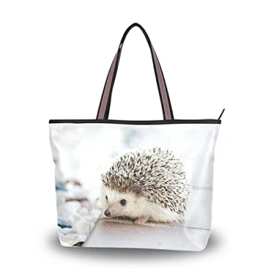 Image of JUMBEAR Canvas Tote Bag Women Handbag Hedgehog Shopping Shoulder Bag，M