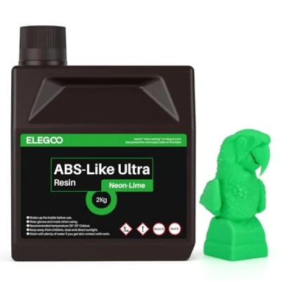 Image of ELEGOO ABS Like Ultra Resin Neon Lime 2000G, UV Curing 3D Printer with High Toughness and Excellent Fluidity, Printing For LCD Printers