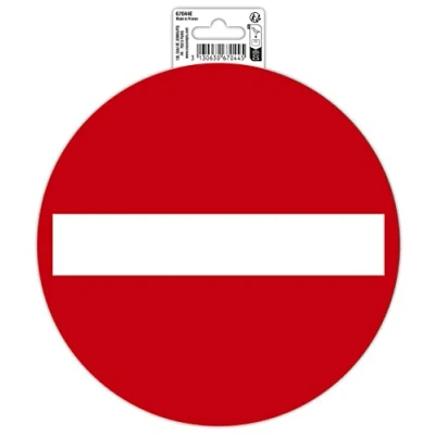 Image of Exacompta Ref. 67044E 1 round NO ENTRY adhesive pictogram in non slip and UV resistant treated PVC vinyl Glossy finish Diameter: 20 cm Colours: red white