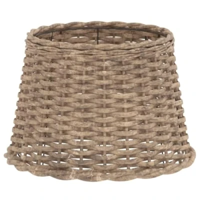 Image of vidaXL Lamp Shade Natural Wicker Construction, Versatile Ceiling/Table Shade, Robust Painted Iron Holder, Brown, Ø40 x H26 cm
