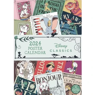 Image of Disney Classics Calendar 2024 Month to a View Poster 30cm x 42cm, Gifts for Women and Men, Girls Boys, Kids Official Merchandise