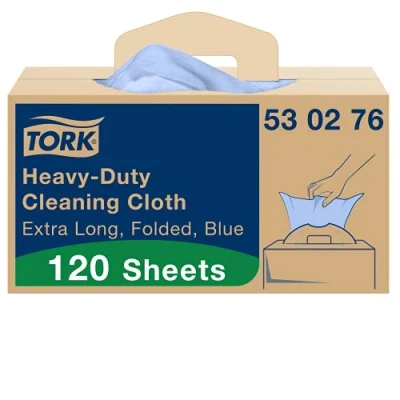 Image of Tork Heavy Duty Cleaning Cloth Blue W7, One at a Time Dispensing, 1 x 120 Cloths, 530276