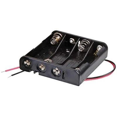 Image of Pro Power PP002077 4x AAA Battery Holder Coil Spring Contact, Flat Wired Leads 150 mm