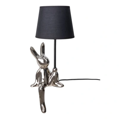 Image of Näve Helge table lamp, silver, ceramic/fabric, height 45 cm