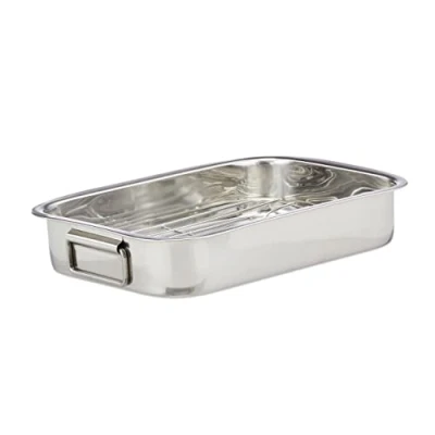 Image of Relaxdays Stainless Steel Roasting Pan, Oven Dish, Dishwasher Safe, Silver, Size M