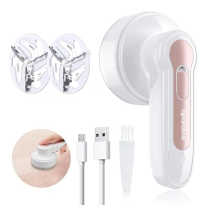 Image of Bobble Remover for Clothes, Lint Fabric Shaver Rechargeable with 2 Spare Shaving Heads, Powerful Fluff Brush Fuzz Debobbler Clothes Blanket Carpet Bobbles Sweater Sofa Fiber Cotton