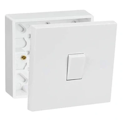 Image of SHP Electrical® 10A Single One Gang Two Way Light Switch &amp; Premium Surface Mount 25mm Pattress Box 1 Set Electrical
