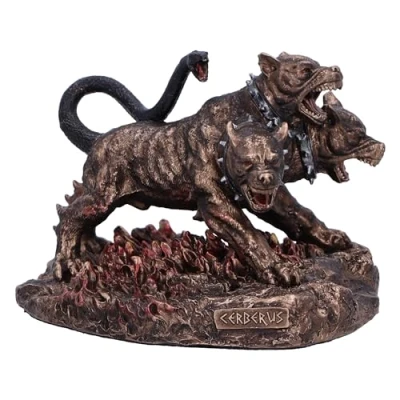 Image of Nemesis Now Cerberus the Three Headed Hound of Hades Figurine, Resin, Bronze, Detailed Cerburus Ornament, Greek Mythology Cast in Finest Finished Bronze