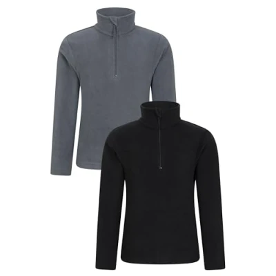 Image of Mountain Warehouse Camber II Kids Half Zip Fleece Lightweight &amp; Breathable Microfleece Sweatshirt, Boys Girls Autumn Winter, Outdoors, Travelling Hiking Black Size 3 4 Years